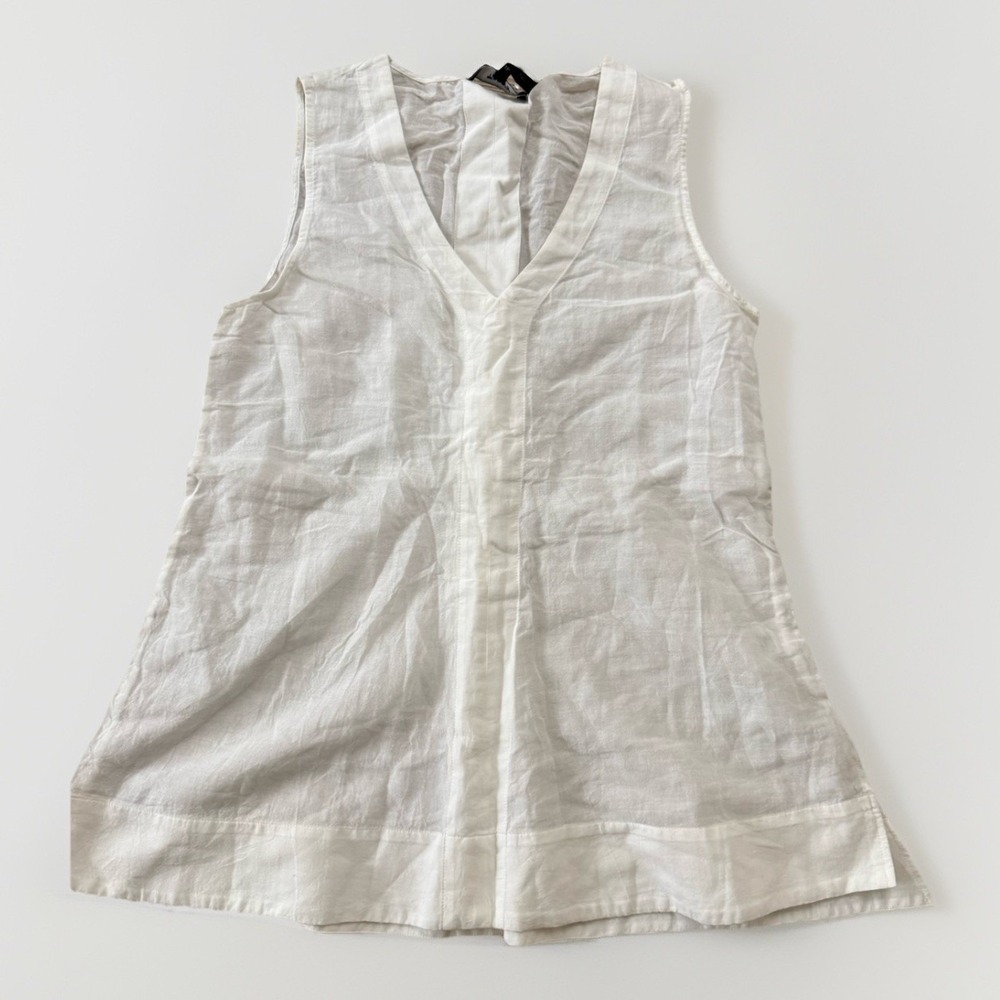 Theory  Top Blouse Shirt P Small Women's White Sleeveless Modern Casual Womens